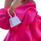 High Waist Ruffled Long Puff Sleeve Mini Dress